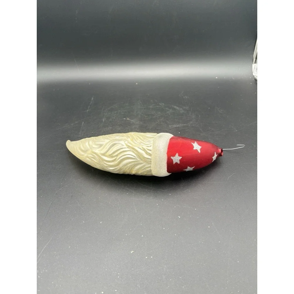 Dept. 56 Mercury Glass Crescent Moon Santa Claus Face Ornament 6.5